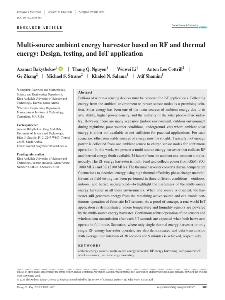 Multi-Source Ambient Energy Harvester Based On RF | PDF | Energy ...