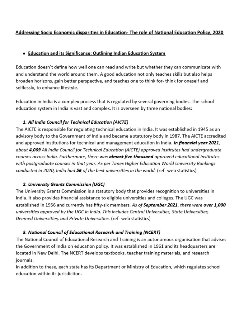 Addressing Socio Economic Disparities in Education | PDF | Economic ...