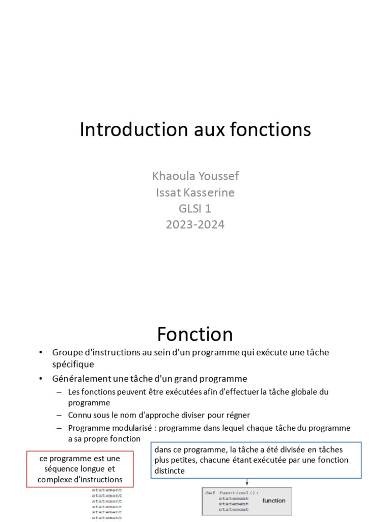 Introduction Aux Fonctions | PDF | Programme informatique | Programmation
