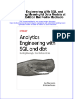 Analytics Engineering With SQL and DBT: Building Meaningful Data Models at Scale 1st Edition Rui Pedro Machado