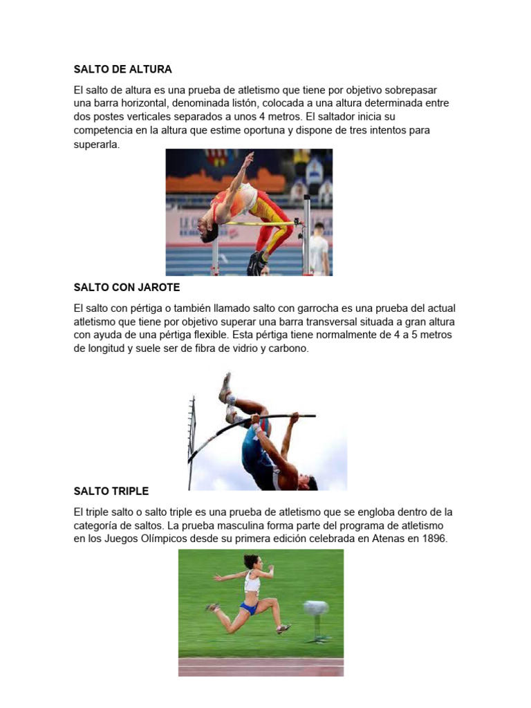 Salto de Altura | PDF | Deporte del atletismo | Juegos de habilidad física