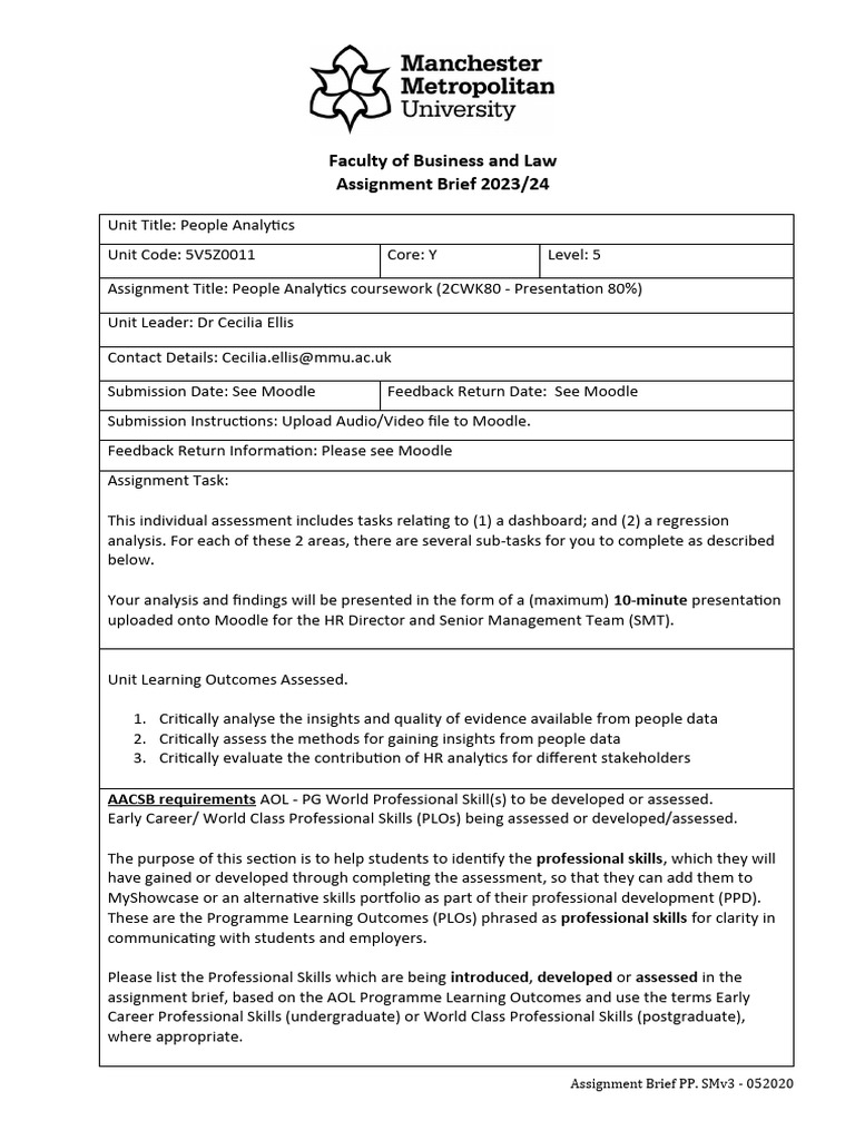 People Analytics Assignment Overview 2023 | PDF | Academic Dishonesty ...