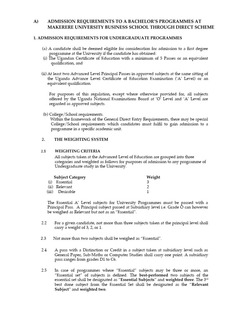 Makerere University Admission Requirements | PDF | University And ...