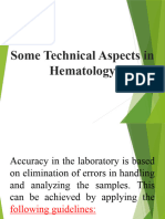 Some Technical Aspects in Hematology