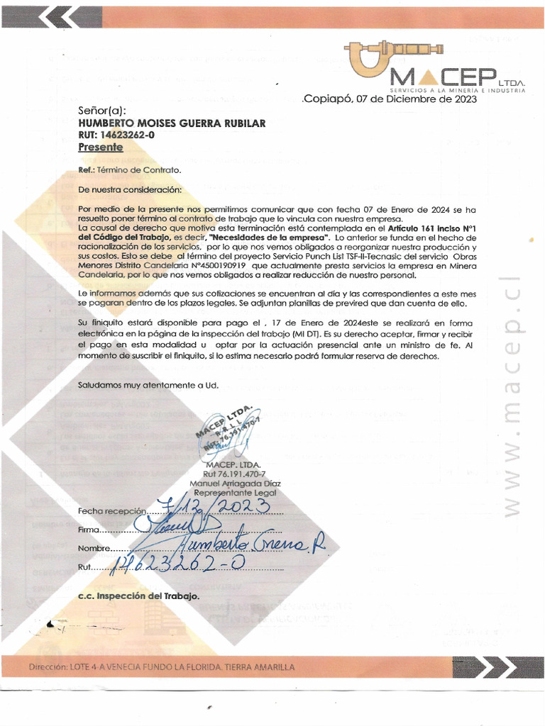 Carta Aviso Pdf