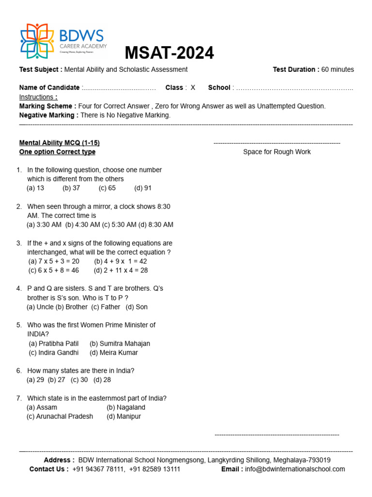Easy SAT MAT 30 MCQ | PDF | Chlorine | Multiple Choice