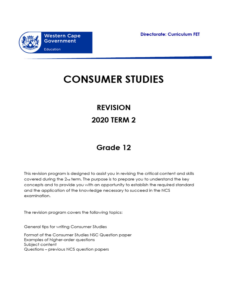 Consumer Studies App Grade 12