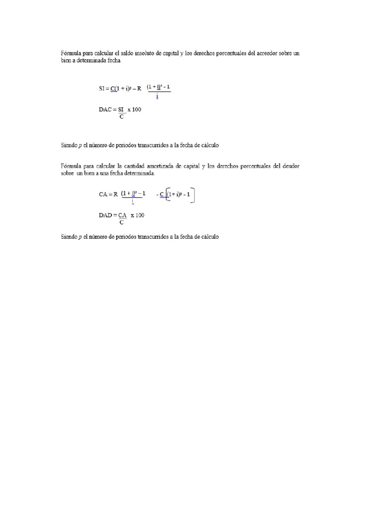 Formulas Dad y Dac | PDF