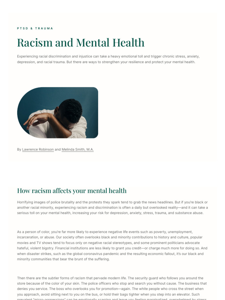 Racism and Mental Health | PDF | Mental Health | Psychological Trauma