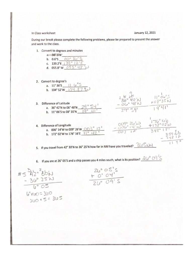 NAVG 112 - Week 1 in Class Worksheet 1 (1) DLAT DLO KEY | PDF