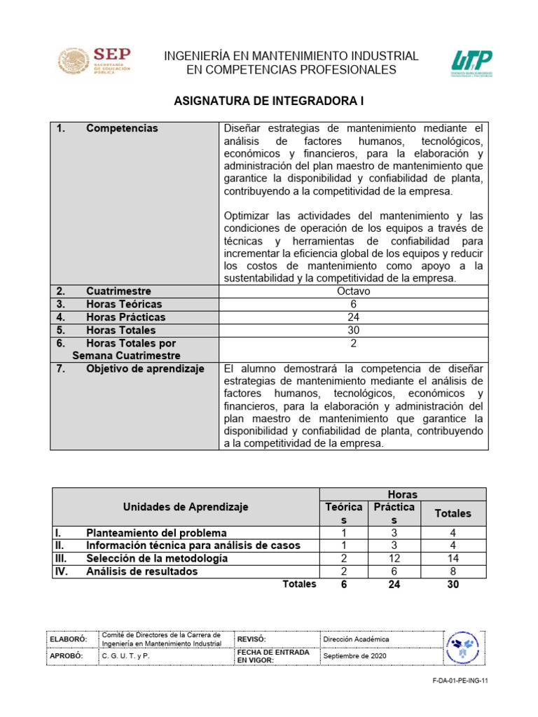 Integradora I | PDF | Aprendizaje | Evaluación