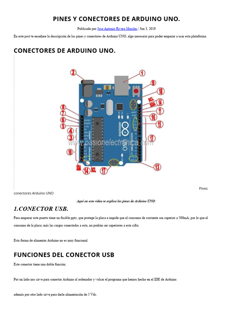 Pines y Conectores de Arduino UNO | PDF | Corriente eléctrica | Energia ...