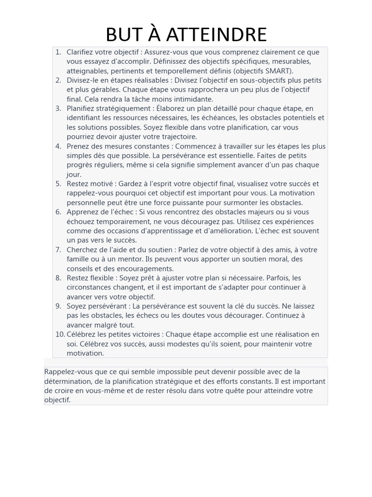Planifiez pour Atteindre vos Objectifs | PDF | Planification | Motivation