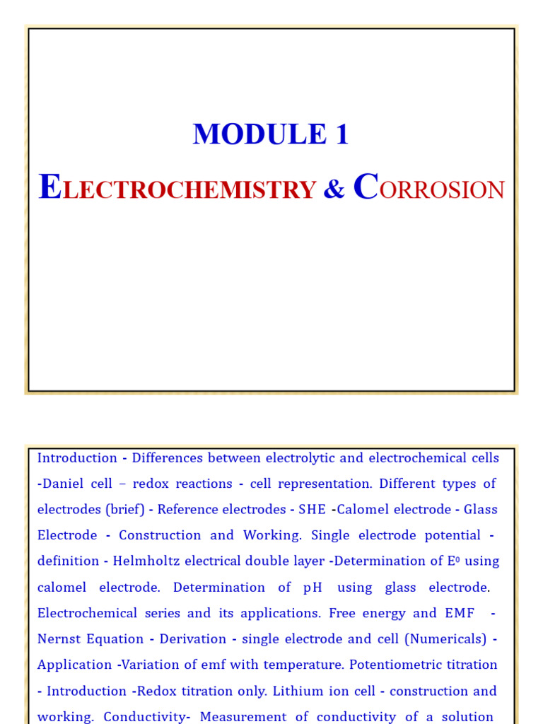 1219 159 578 Module 1 | PDF | Electrochemistry | Electrical Resistivity ...