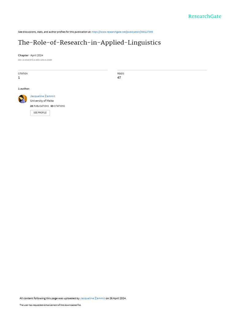 The Role of Research in Applied Linguistics | PDF | Second Language ...