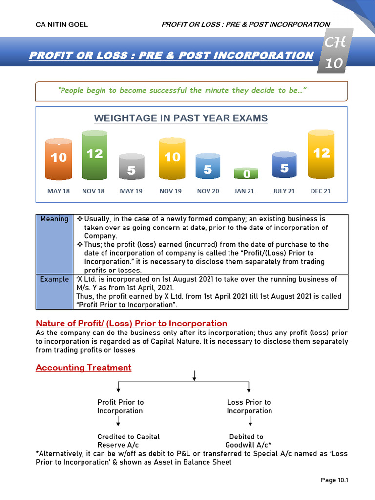 Profit prior to incorporation pdf expense bad debt