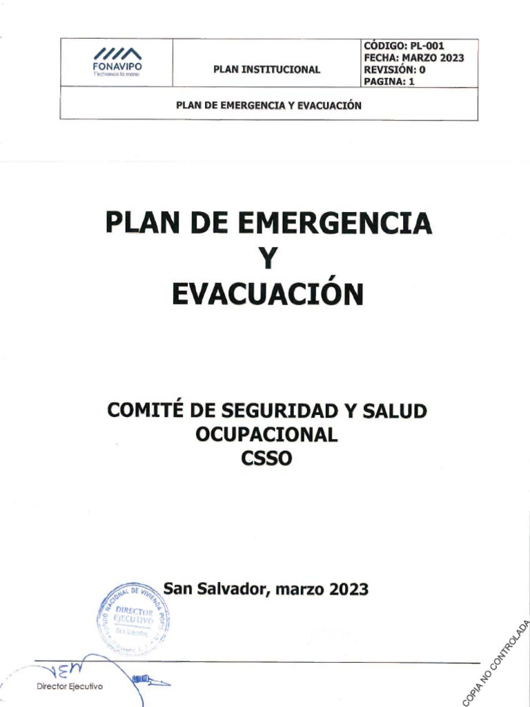 Plan de Emergencia y Evacuación FONAVIPO | PDF | Seguridad y salud ...