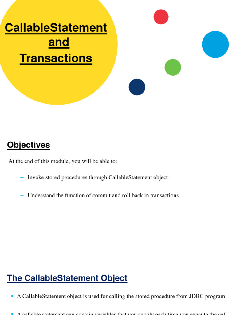 JDBC CallableStatement Overview | PDF | Parameter (Computer Programming ...