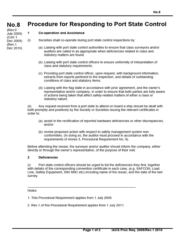 Port State Control Response Procedures | PDF | Justice | Crime & Violence