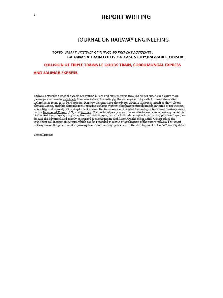 Write Up Journal On Railway Engg - Priyankesh Jena 2101038 Civil Cv3 ...