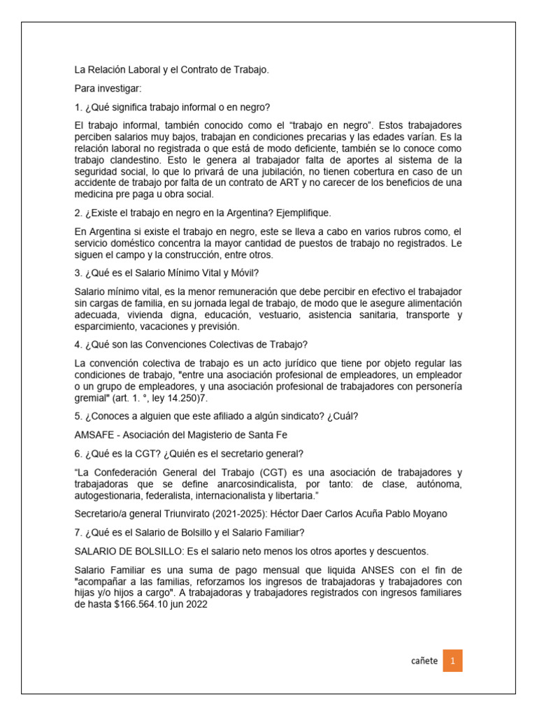 Trabajo Informal y Mercado Laboral en Argentina | PDF | Derecho laboral ...