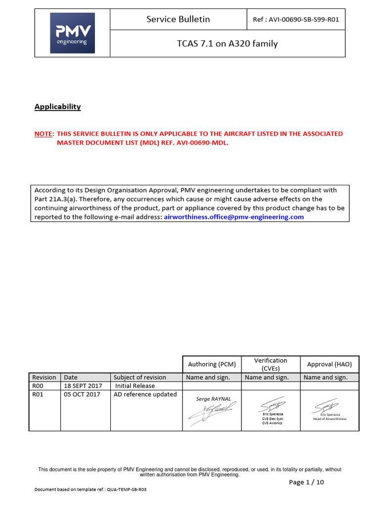 TCAS 7.1 Service Bulletin for A320 | PDF | Aviation | Aircraft