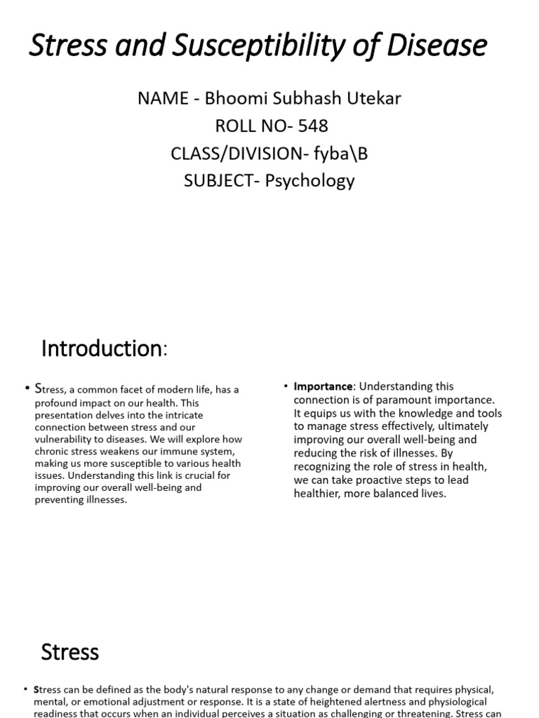 Stress Impact on Disease Vulnerability | PDF | Immune System | Stress ...