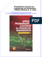 Applied Probabilistic Calculus For Financial Engineering An Introduction Using R 1st Edition Bertram K. C. Chan