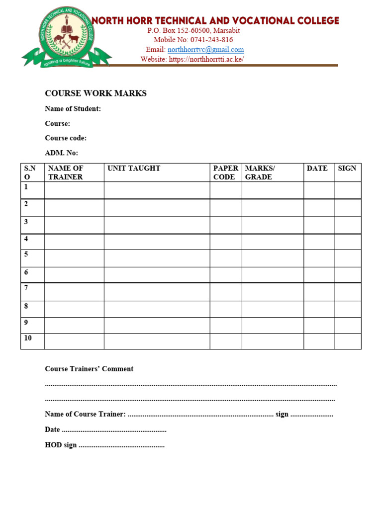 Student Course Marks Record | PDF