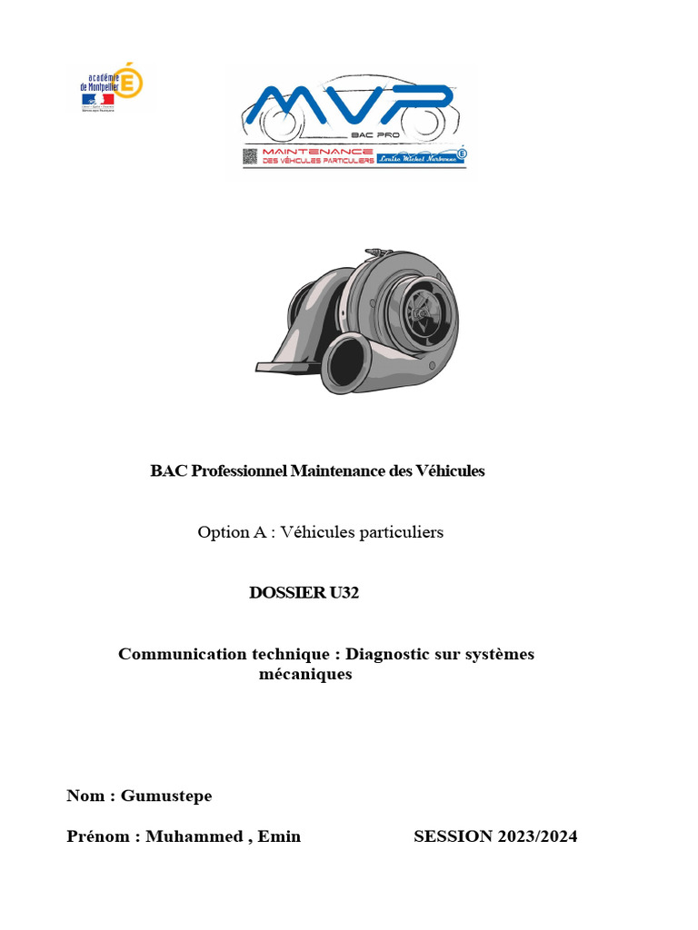 Dossier U32 : Diagnostic Turbo Mécanique | PDF | Turbocompresseur ...