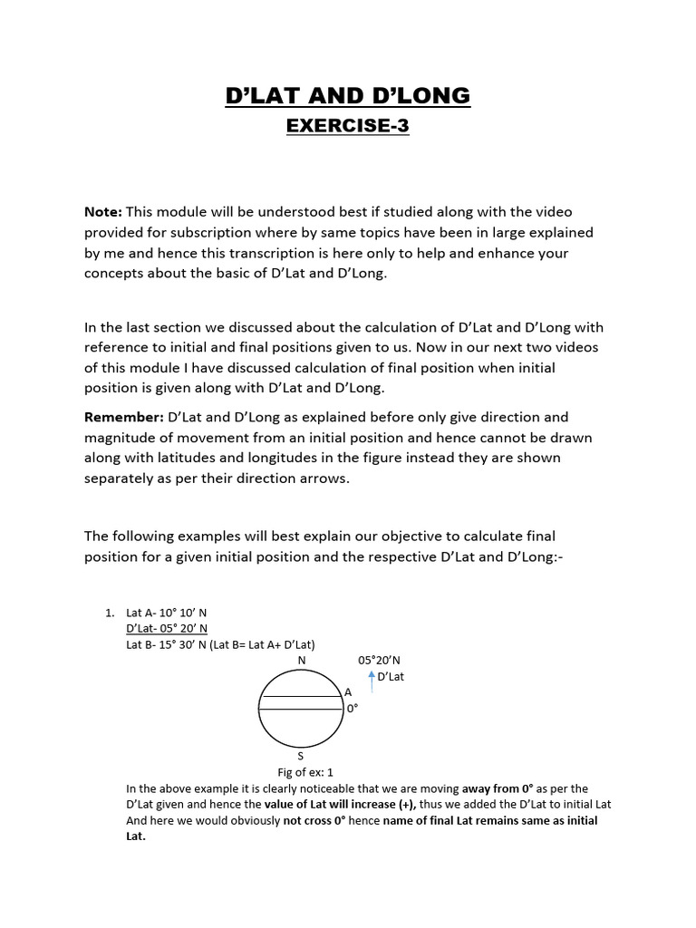 D'Lat and D'Long Calculation Guide | PDF