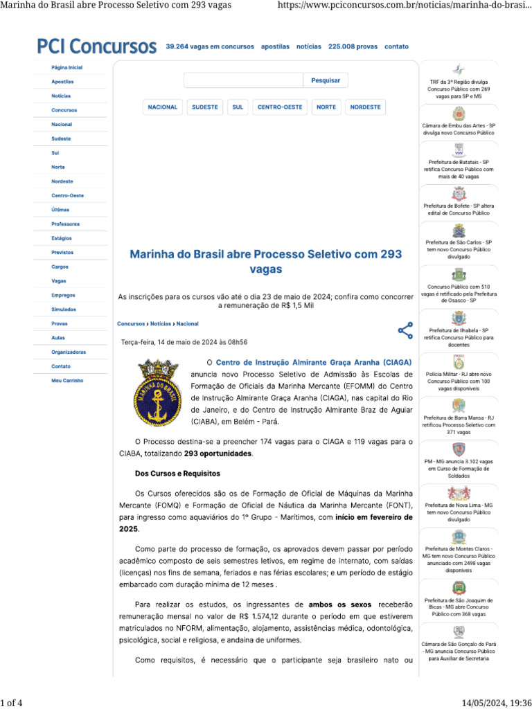 Marinha do Brasil: 293 Vagas Abertas | PDF | Brasil | Segurança nacional