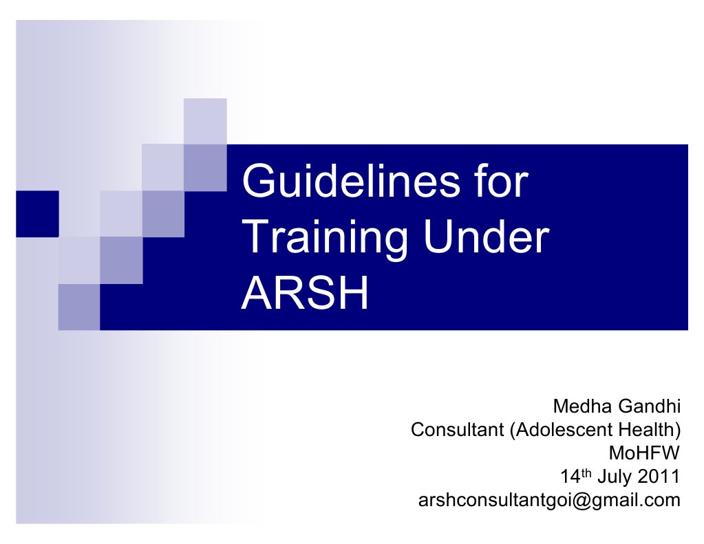 Arsh Programme Overview and Guidelines | PDF | Adolescence | Maternal Death