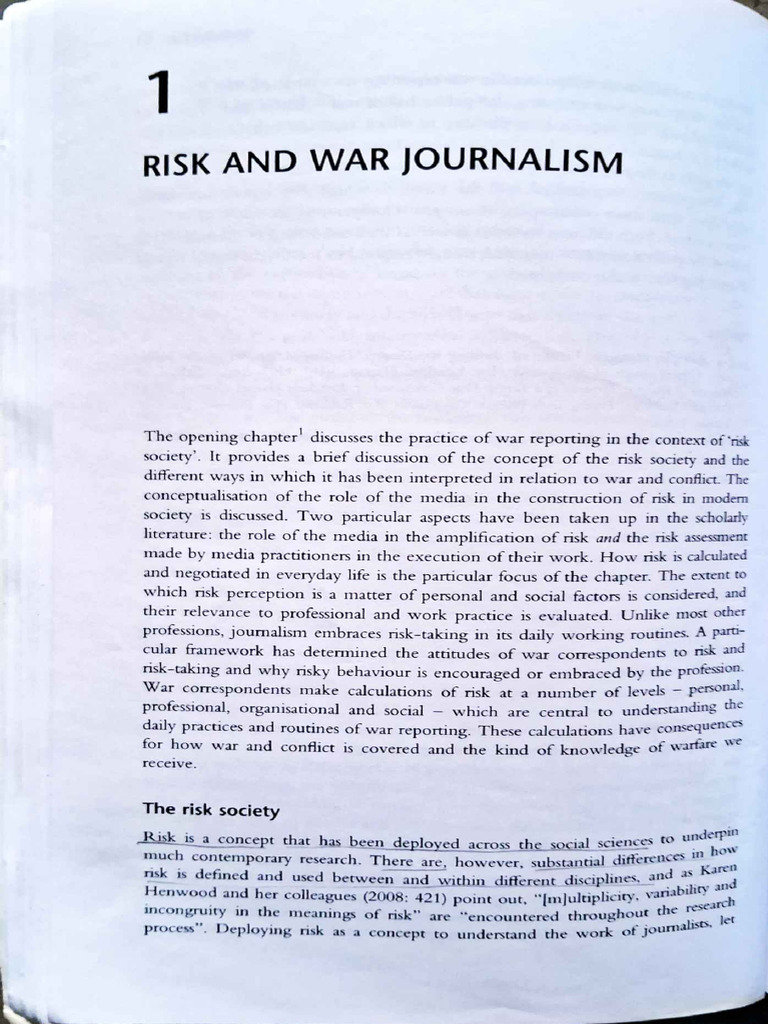 Risk and War Journalism | PDF