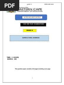 Grade 10 Agric SC June Exams 2023