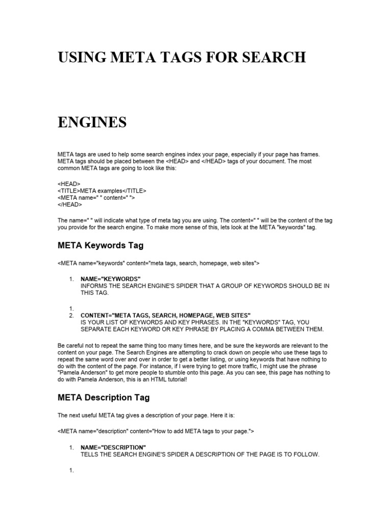 Understanding Meta Tags for SEO | PDF | Tag (Metadata) | Indexes