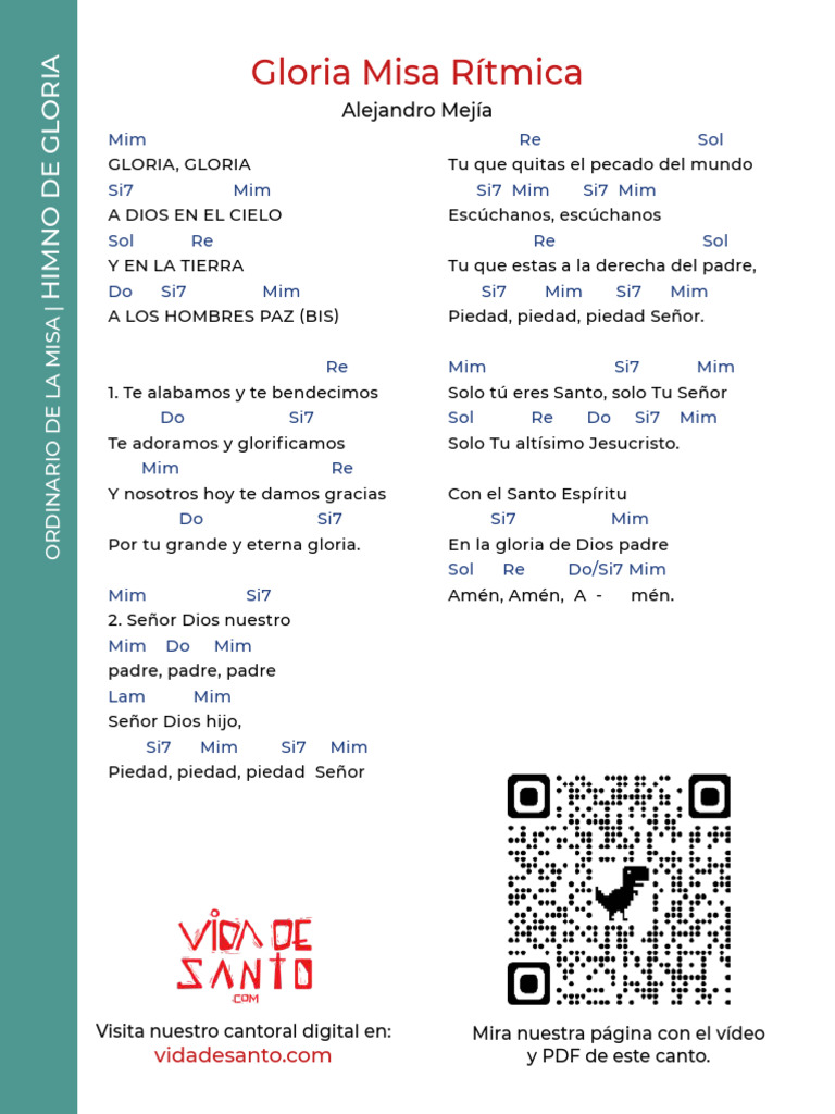 Acordes y Letra de Gloria Misa Rítmica | PDF | Creencia y doctrina ...