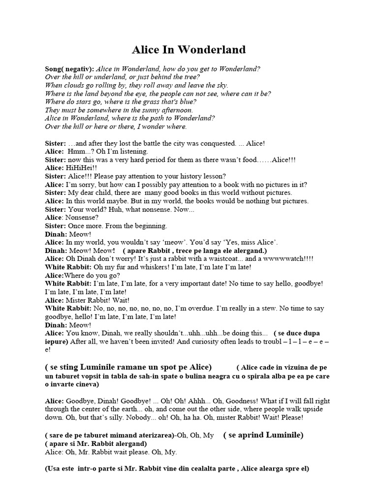 Alice in wonderland last version pdf alice alice s adventures in