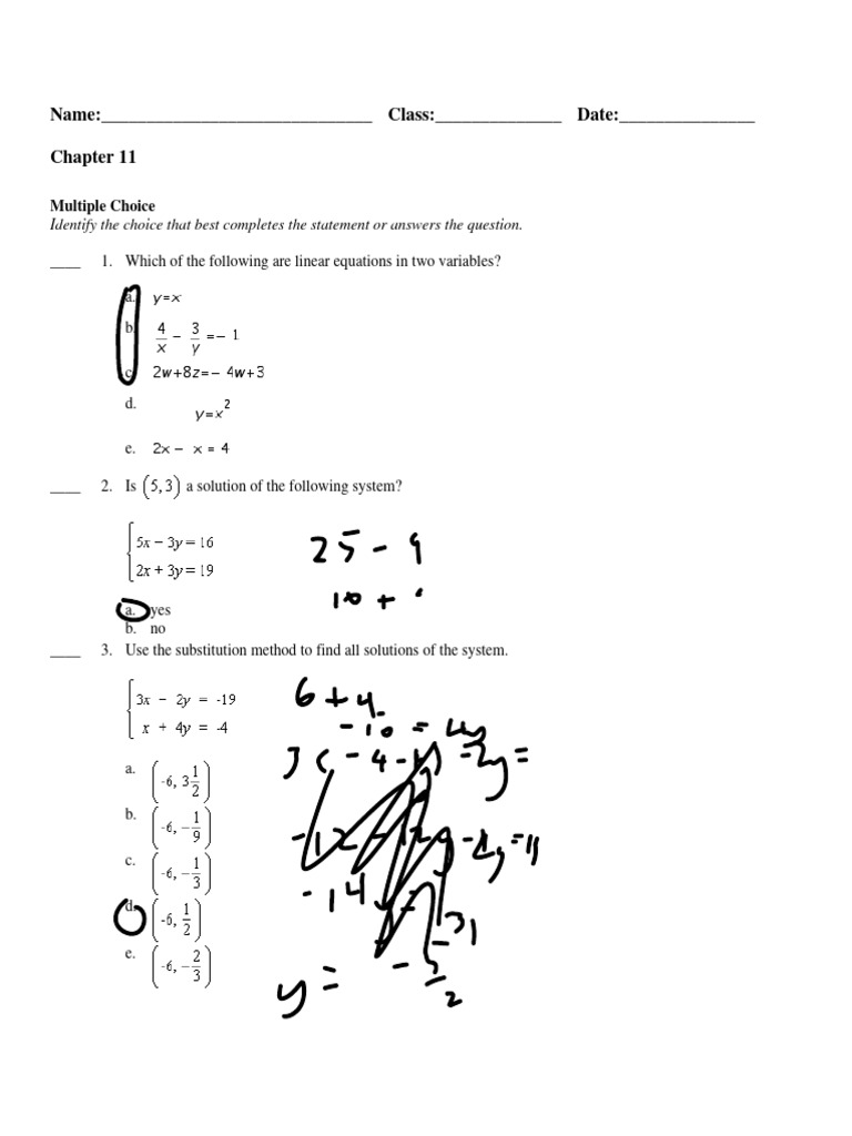 CH 11 Form A | PDF | Matrix (Mathematics) | Supply And Demand