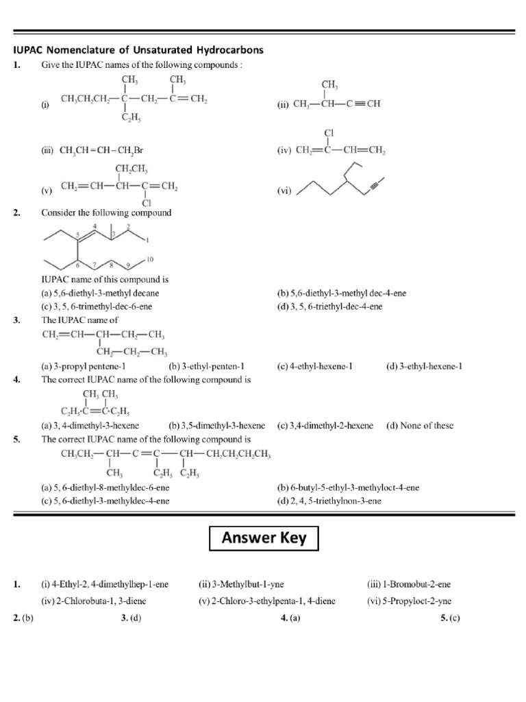 Practice Sheet Iupac Nomenclature PDF