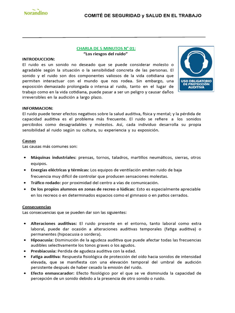 Ch5m 31 Los Riesgos Del Ruido Pdf Ruido Sonido