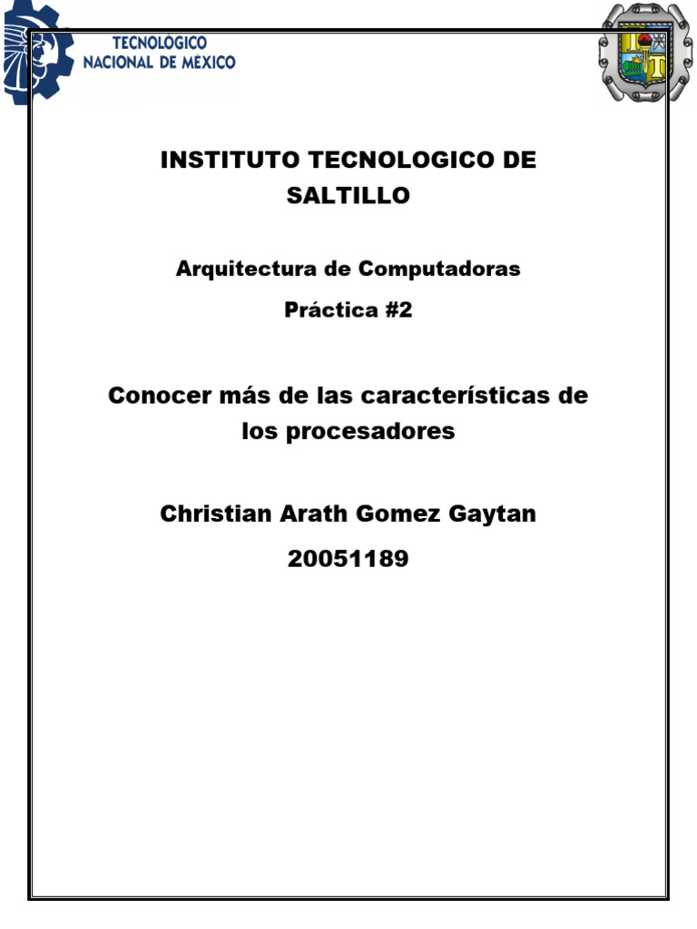Práctica 2 Procesadores Pdf Microprocesador Intel