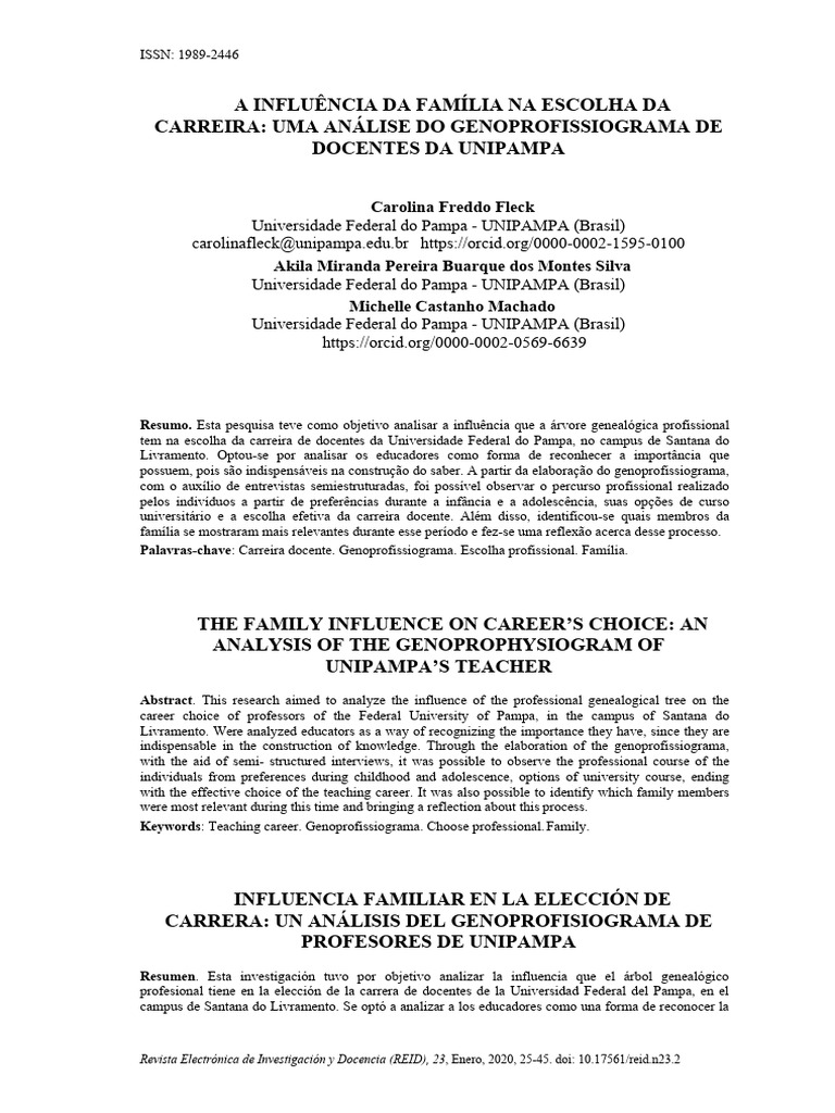 Influência Familiar na Escolha da Carreira Docente | PDF | Família ...