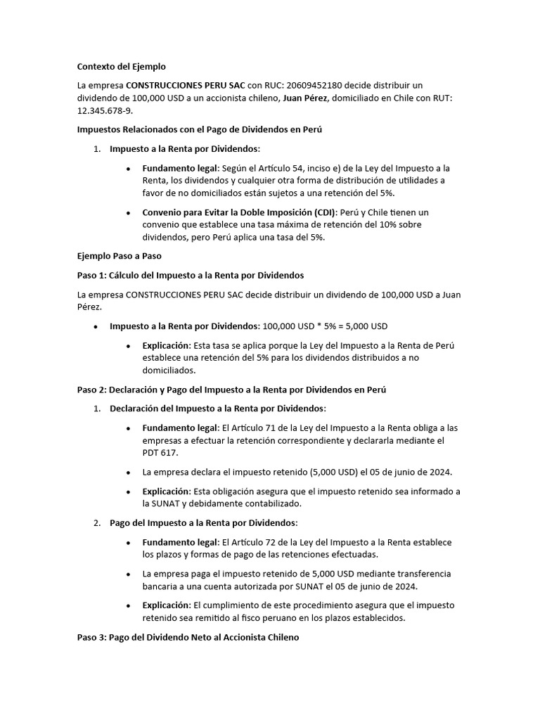 Pago de Dividendos - Ejemplo 3 | PDF | Impuesto sobre la renta | Dividendo