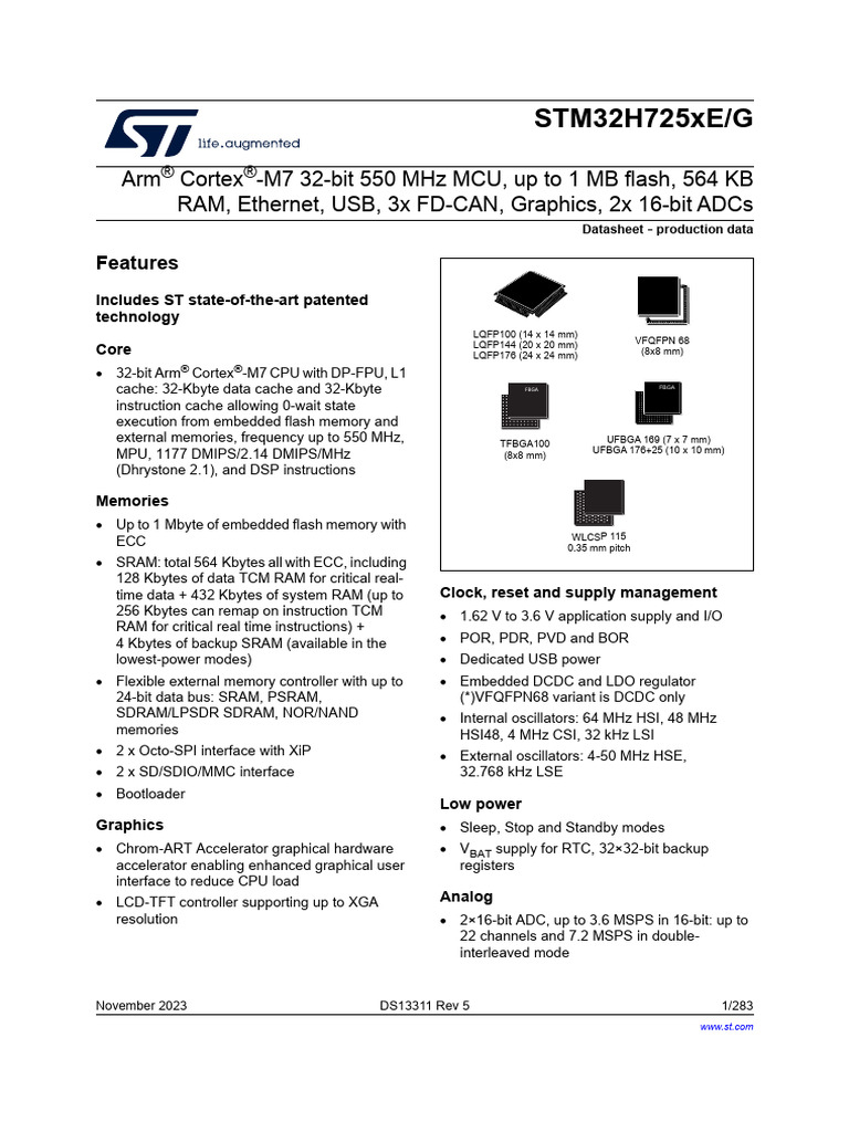 Stm32h725ae Datasheet | PDF | Electrical Engineering | Computer Hardware