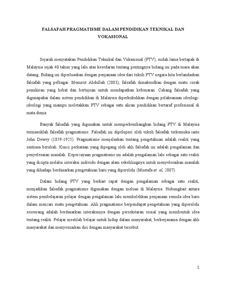 Sejarah Menyatakan Pendidikan Teknik Dan Vokasional Pdf