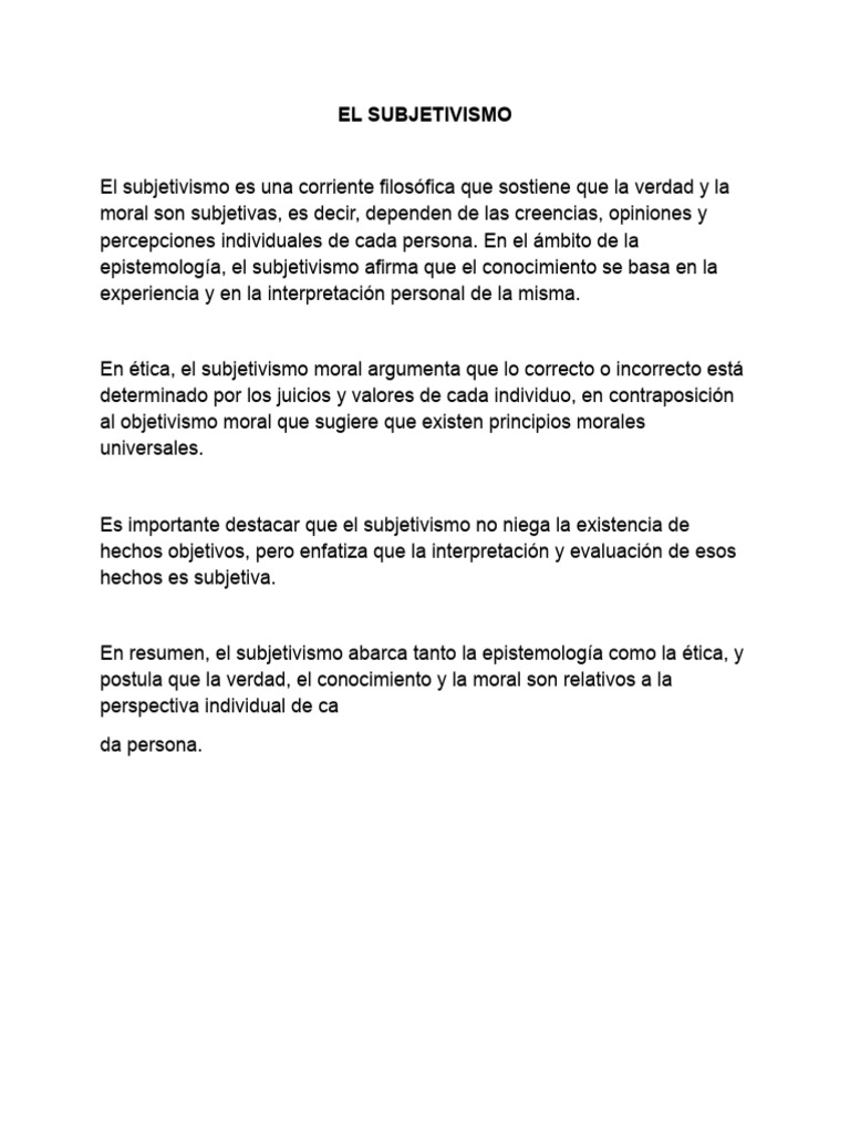 Subjetivismo Moral y Relativismo Filosófico | PDF | Pragmatismo ...