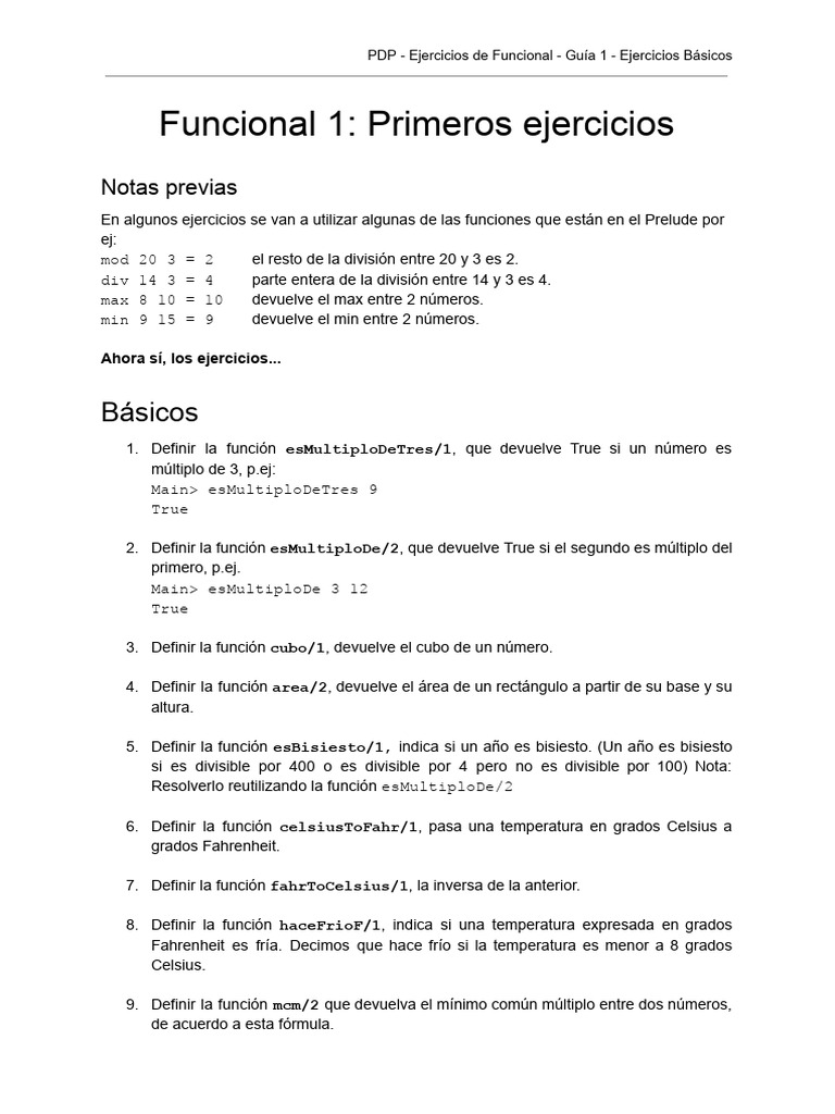 Ejercicios Básicos de Funcional en Haskell | PDF | Fahrenheit