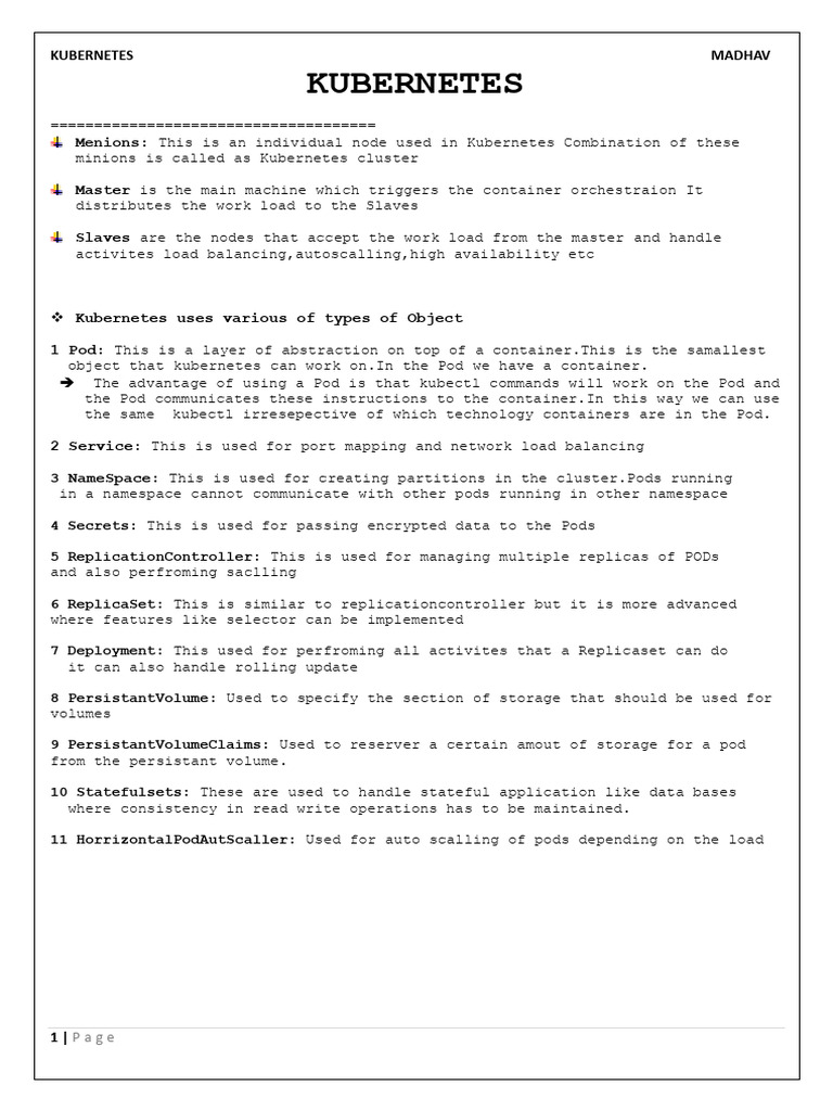 Kubernetes Notes | PDF | Computer Architecture | Software Architecture