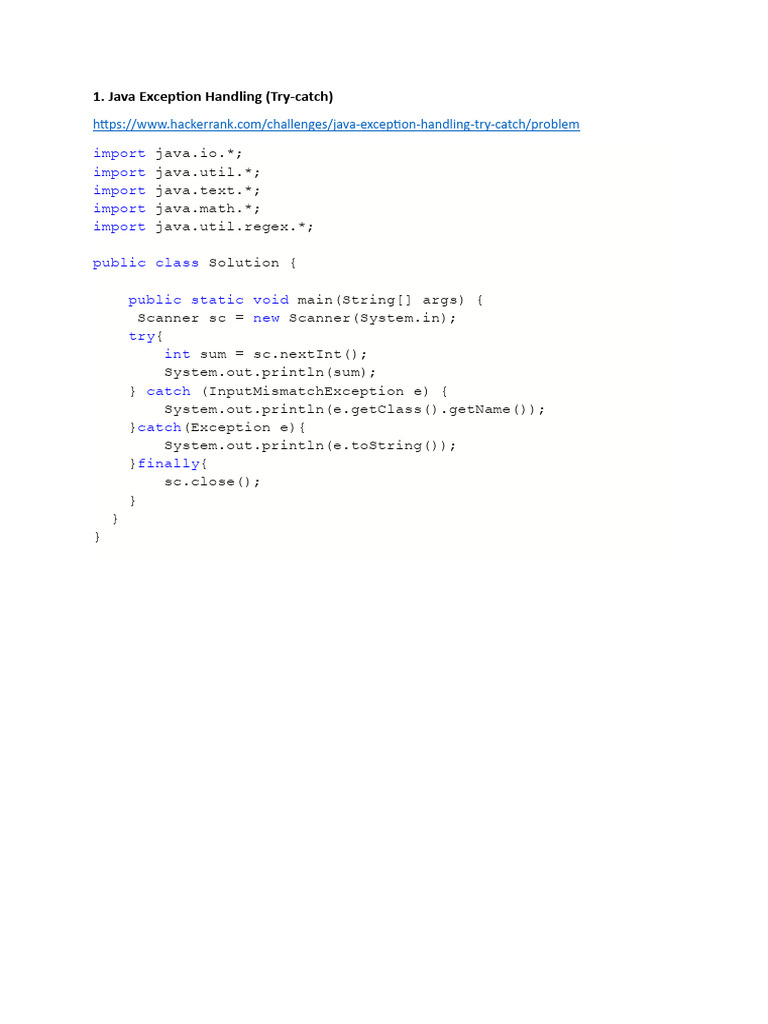 Java Exception Handling (Try-Catch) | PDF | Teaching Methods ...